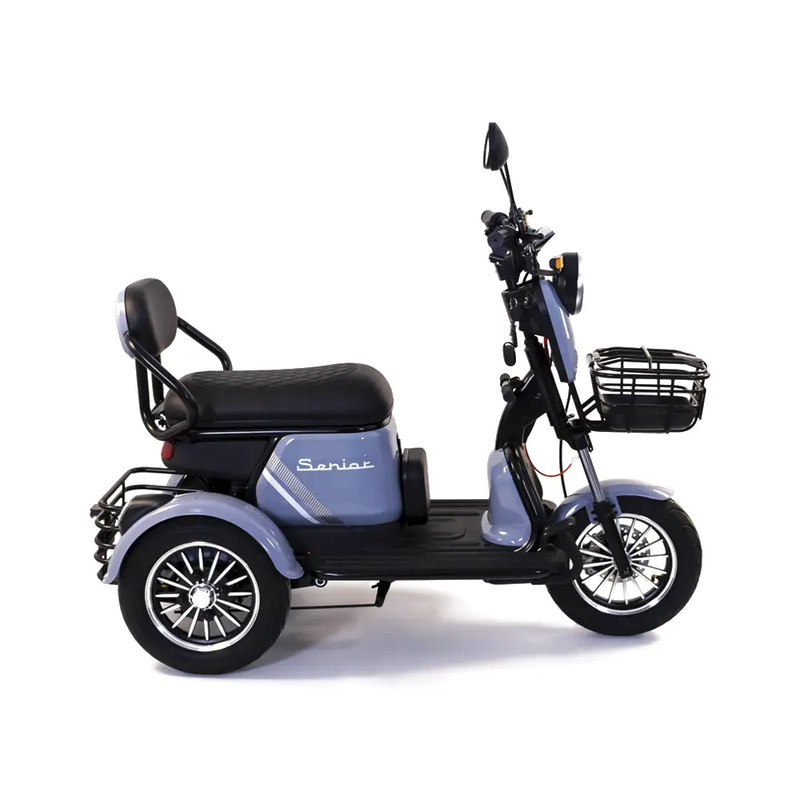 Tricicleta electrica Rotakt Senior putere 1000W viteza 25 km/h autonomie 62 Km acumulatori 60V/20Ah greutate admisa 187kg fara permis - Gri