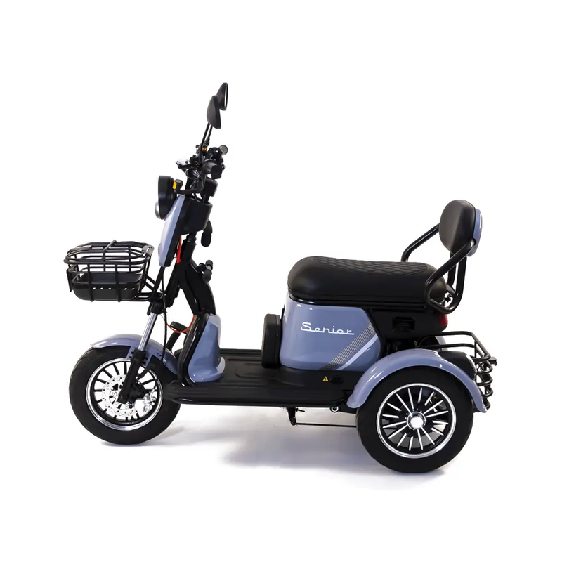 Tricicleta electrica Rotakt Senior putere 1000W viteza 25 km/h autonomie 62 Km acumulatori 60V/20Ah greutate admisa 187kg fara permis - Gri
