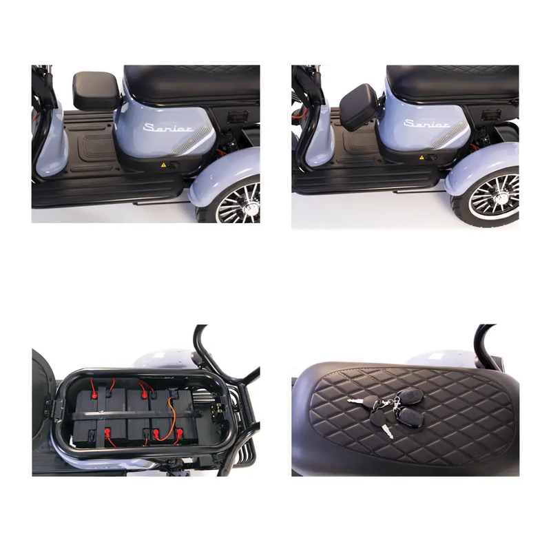 Tricicleta electrica Rotakt Senior putere 1000W viteza 25 km/h autonomie 62 Km acumulatori 60V/20Ah greutate admisa 187kg fara permis - Verde