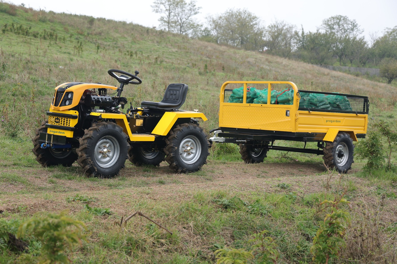 ProGARDEN Campo T12 Minitractor G2.1 4x4, 12CP, diesel, hidraulica fata-spate, roti 6.00-12 cu remorca Campo RM600CT 600kg