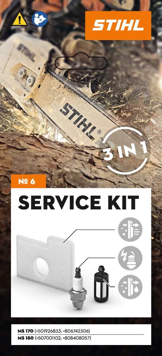 STIHL Kit Service 6 filtru de aer cu fleece, bujie, filtru de combustibil pentru MS 170 / MS 180