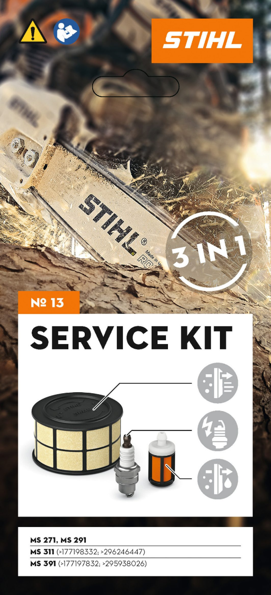 STIHL Kit Service 13 cu filtrul de aer din fleece, bujie, filtrul de combustibil pentru MS 271 / MS 291 / MS 311 / MS 391
