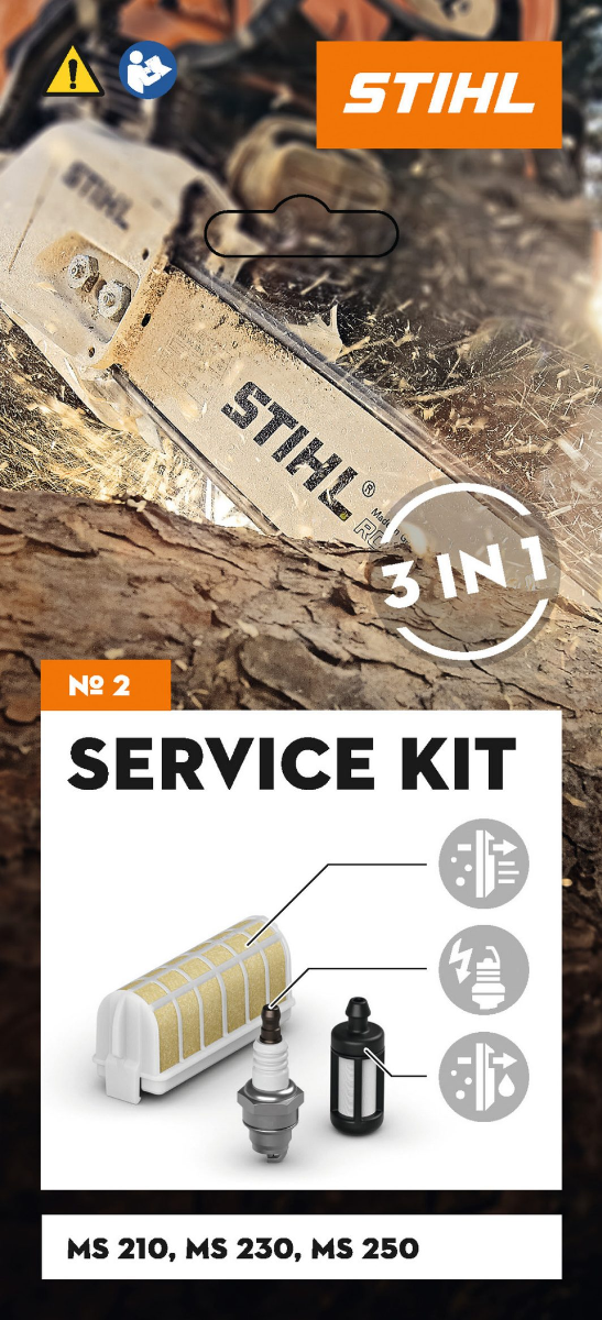 STIHL Kit Service 2 cu filtrul de aer cu fleece, bujie, filtrul de combustibil pentru MS 210 / MS 230 / MS 250