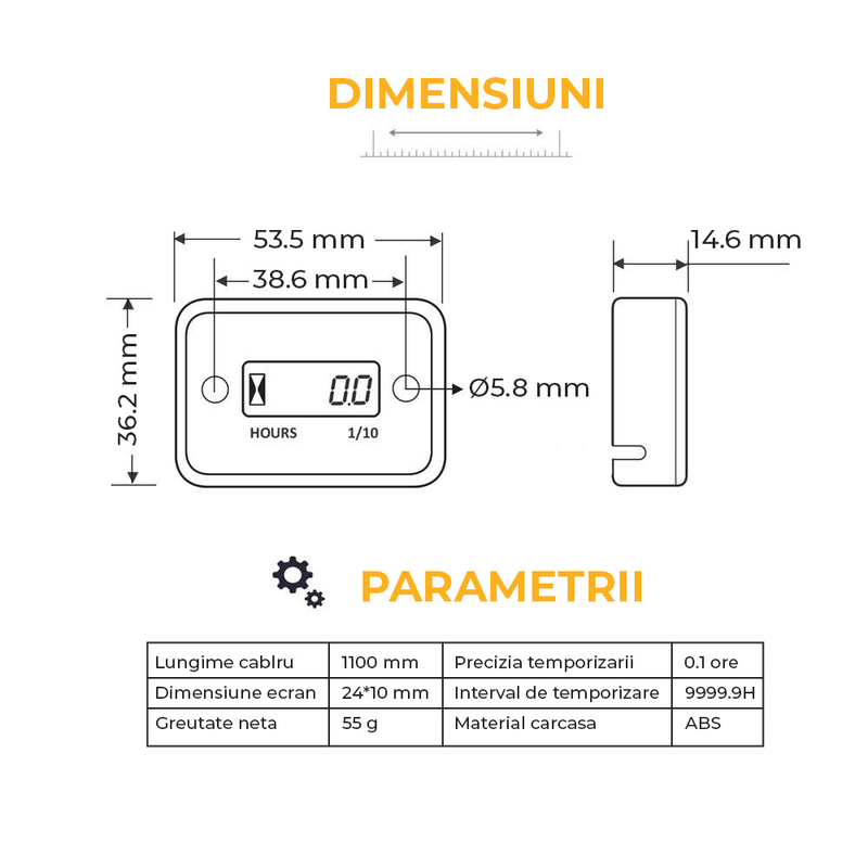 Contor orar AgroPro pentru motoare termice benzina motosapa motocultor drujba motor barca