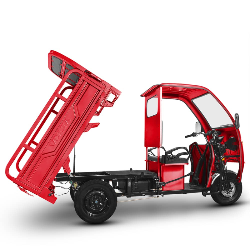 Tricicleta electrica Voltarom Hercules VT5 putere 3900 W 72V 45 AH viteza 45 km/h autonomie 50 km cu cabina necesita permis culoare gri