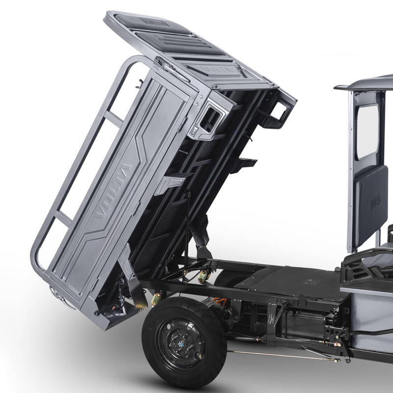 Tricicleta electrica Voltarom Hercules VT5 putere 3900 W 72V 120 AH viteza 25 km/h autonomie 120 km cu cabina fara permis culoare gri