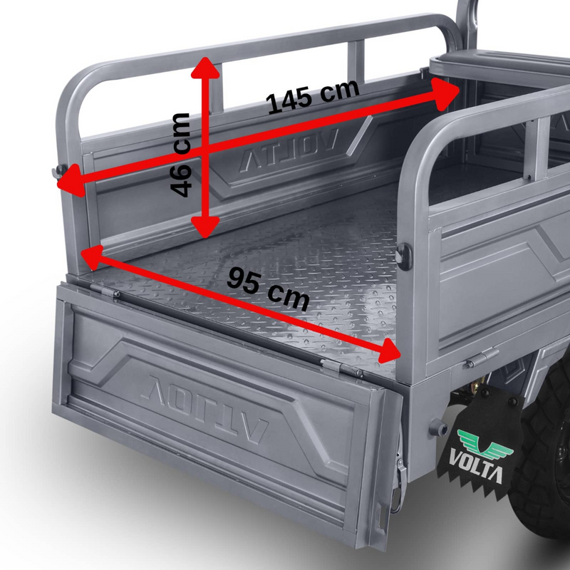 Tricicleta electrica Voltarom Hercules VT5 putere 3900 W 72V 120 AH viteza 25 km/h autonomie 120 km cu cabina fara permis culoare gri