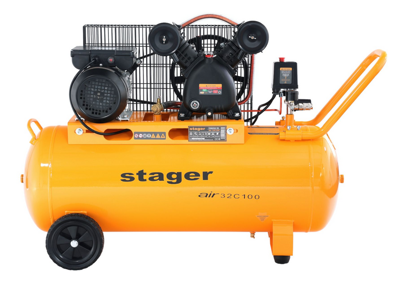 Compresor aer Stager Air 32C100 putere 2.2 kW debit 324 l/min presiune 10 bar rezervor 100L monofazat angrenare curea
