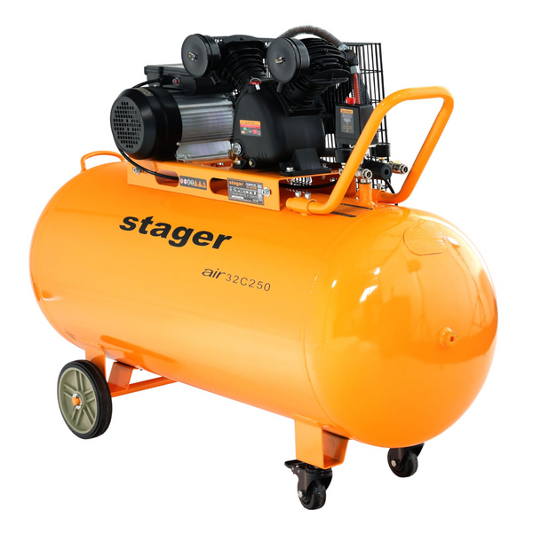 Compresor aer Stager Air 32C250 putere 2.2 kW debit 324 l/min presiune 10 bar rezervor 250L monofazat angrenare curea