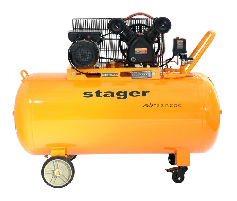 Compresor aer Stager Air 32C250 putere 2.2 kW debit 324 l/min presiune 10 bar rezervor 250L monofazat angrenare curea