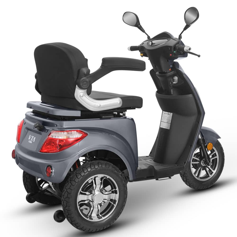 Tricicleta electrica Voltarom VM4 putere 1000 W 22 AH 60V viteza 25 km/h autonomie 50 km fara permis culoare gri