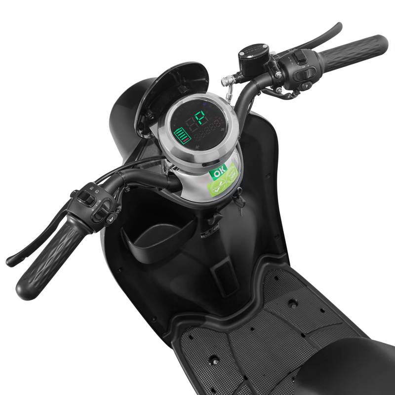 Scuter electric Voltarom VS2 putere 2000 W 20 AH 72V viteza 25 km/h autonomie 60 km fara permis culoare negru