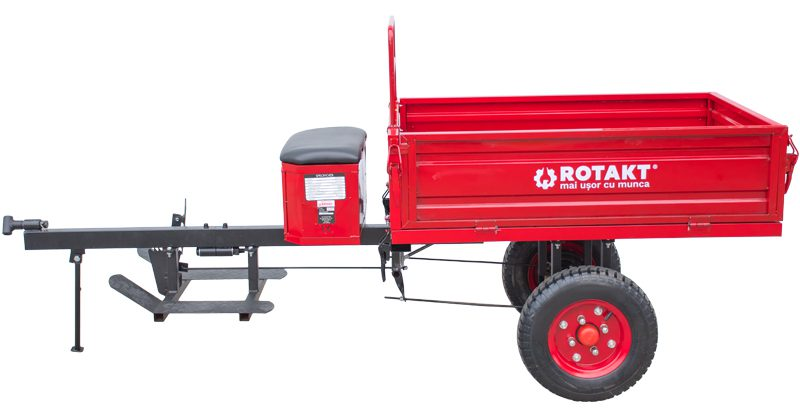 Remorca motocultor Rotakt Dragon REM300S capacitate incarcare 300 kg roti 4.00-8 cuva 110x74x33 cm cutie scule frana mecanica