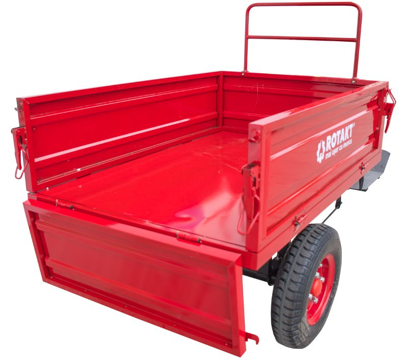 Remorca motocultor Rotakt Dragon REM300S capacitate incarcare 300 kg roti 4.00-8 cuva 110x74x33 cm cutie scule frana mecanica