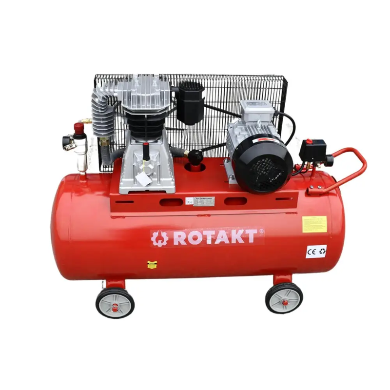 Compresor industrial trifazat cu piston Rotakt ROCP-200-10 motor 4CP/3kW presiune 10 bar debit 480l/min butelie 200 L