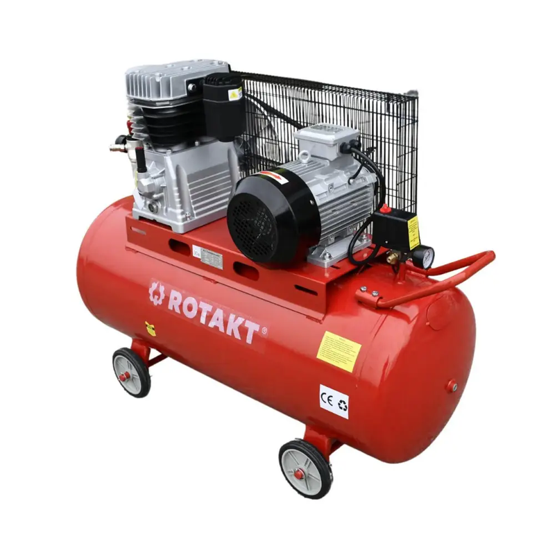 Compresor industrial trifazat cu piston Rotakt ROCP-200-10 motor 4CP/3kW presiune 10 bar debit 480l/min butelie 200 L