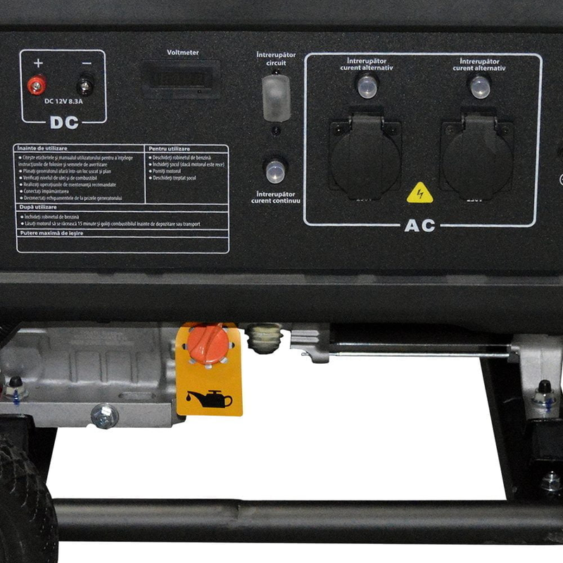 Generator de curent Rotakt ROGE7000 putere 15CP rezervor 25 L benzina pornire manuala iesire 12V AVR voltmetru consum 3,12L/ora