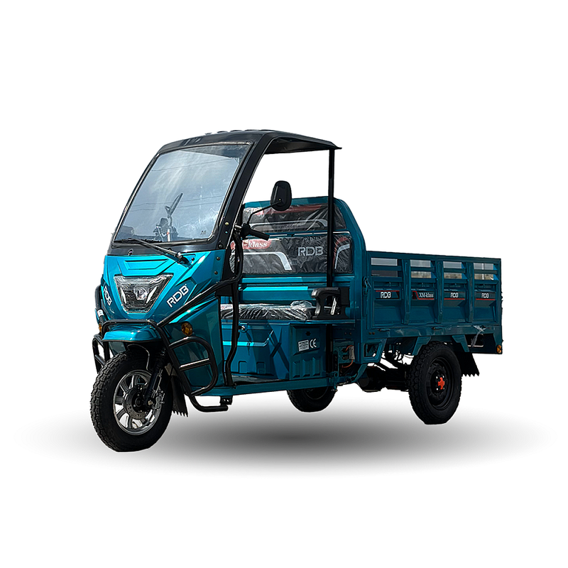 Tricicleta electrica RDB XM-KLASS semicabina fara permis 1500W 25 km/h 72V45Ah autonomie 70 km bena rabatabila culoare verde