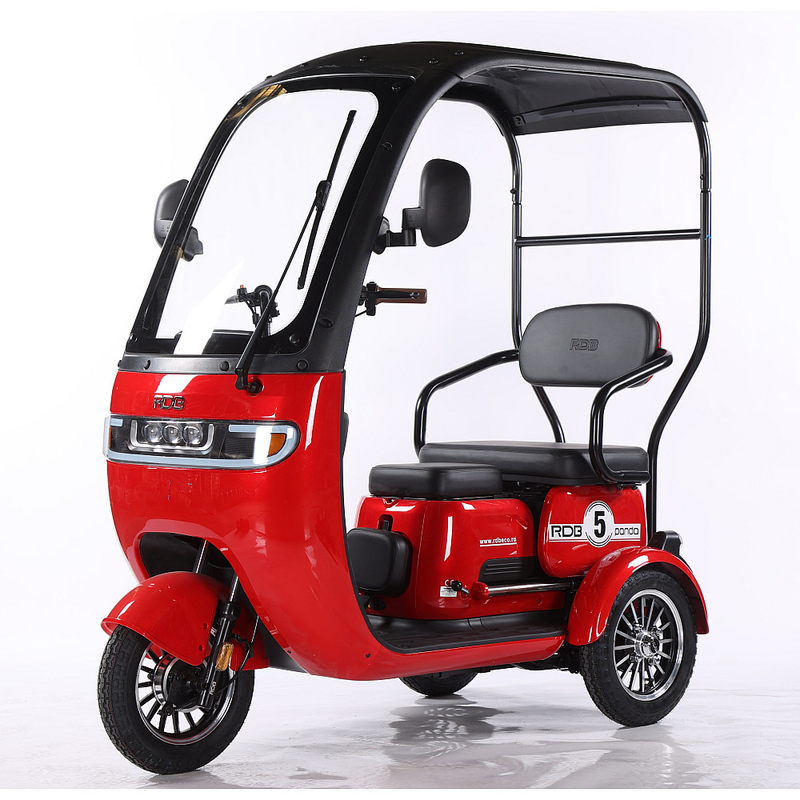 Tricicleta electrica RDB Panda 5 fara permis 650W 25 km/h 60V20Ah autonomie 67 km culoare rosu
