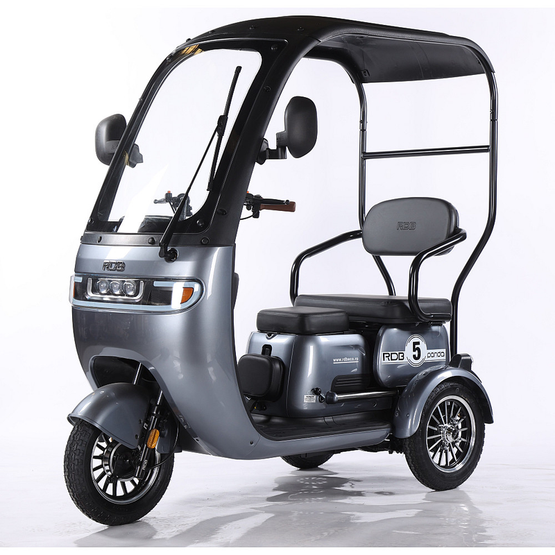 Tricicleta electrica RDB Panda 5 fara permis 650W 25 km/h 60V20Ah autonomie 67 km culoare gri