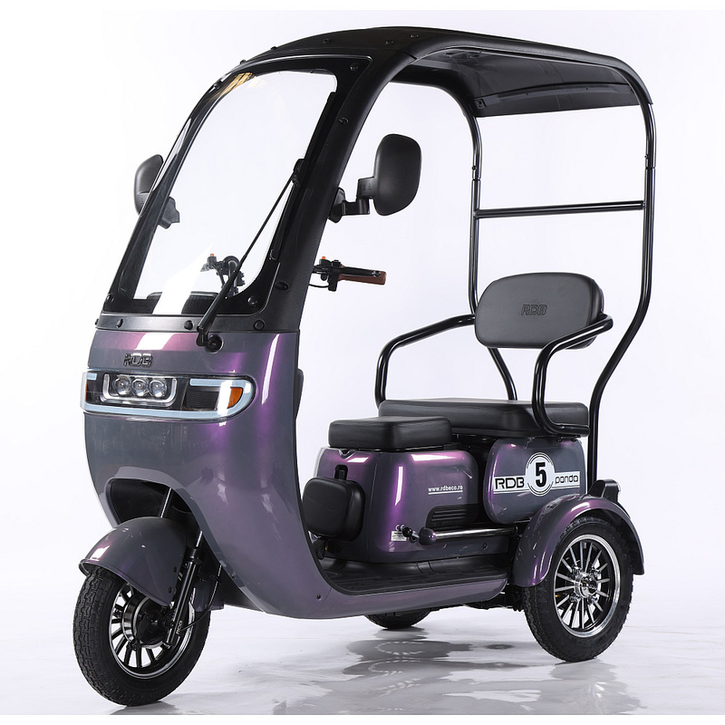 Tricicleta electrica RDB Panda 5 fara permis 650W 25 km/h 60V20Ah autonomie 67 km culoare mov