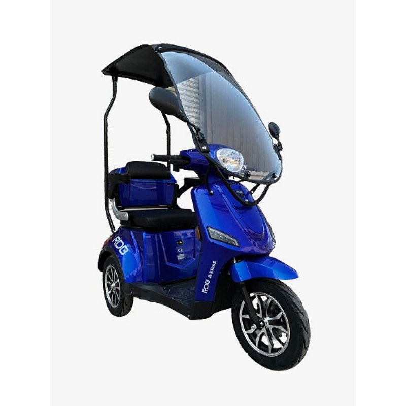 Tricicleta electrica RDB A-klass cu cabina motor 1200W viteza 25km/h autonomie 60km fara permis-Albastru inchis