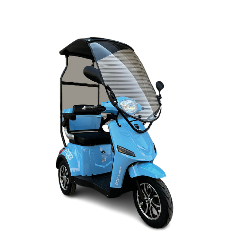 Tricicleta electrica RDB A-klass cu cabina motor 1200W viteza 25km/h autonomie 60km fara permis-Rosu