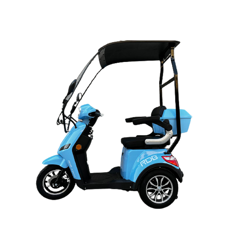 Tricicleta electrica RDB A-klass cu cabina motor 1200W viteza 25km/h autonomie 60km fara permis-Albastru inchis