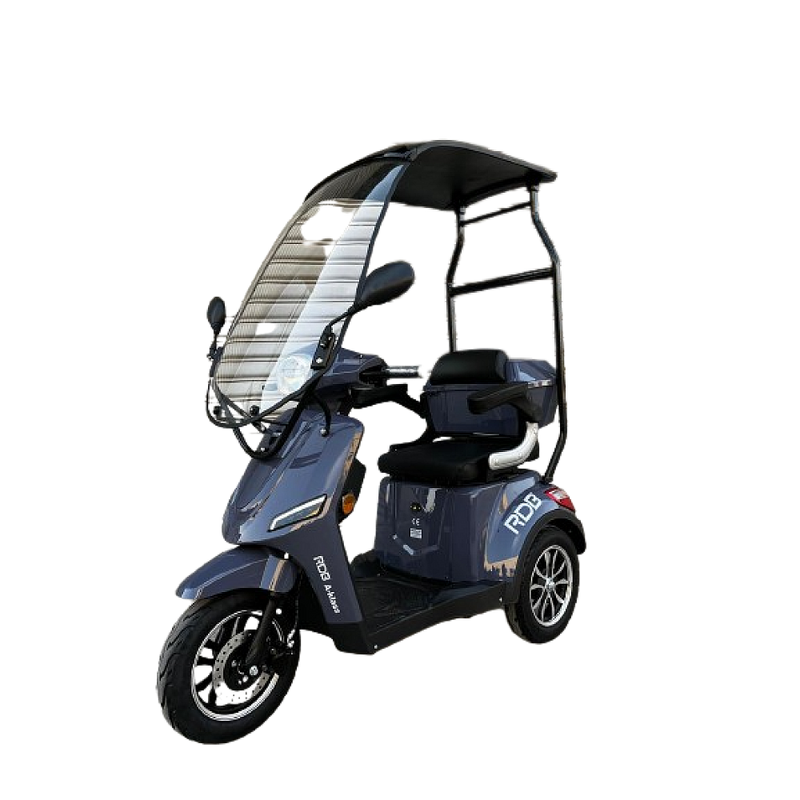 Tricicleta electrica RDB A-klass cu cabina motor 1200W viteza 25km/h autonomie 60km fara permis-Albastru inchis