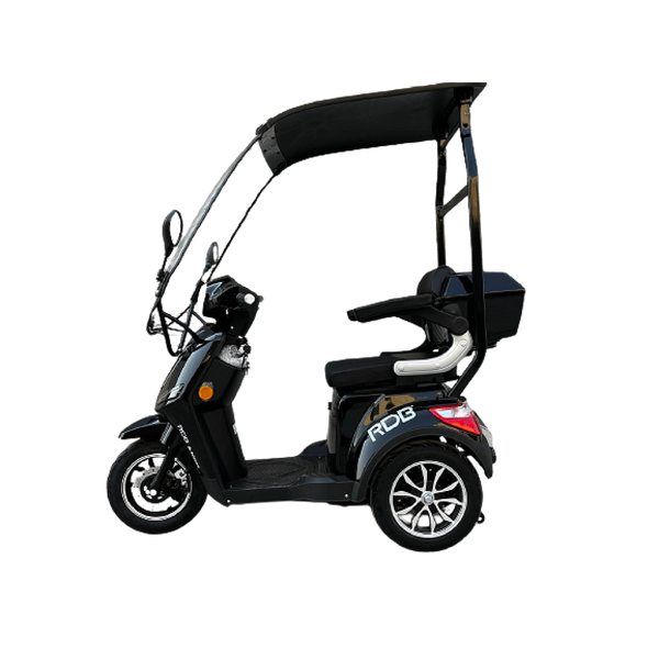Tricicleta electrica RDB A-klass cu cabina motor 1200W viteza 25km/h autonomie 60km fara permis-Negru