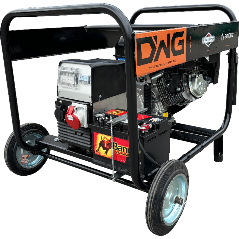 Generator de curent Devax Motors DWG T8500 BS motor 13.5 CP benzina Briggs & Stratton 420 cmc rezervor 6.6L pornire electrica roti manere transport trifazat