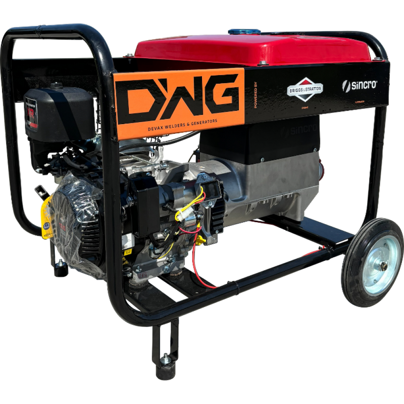 Generator de curent Devax Motors DWG T8500 BT motor 13.5 CP benzina Briggs & Stratton 420 cmc rezervor 26L pornire electrica roti manere transport trifazat