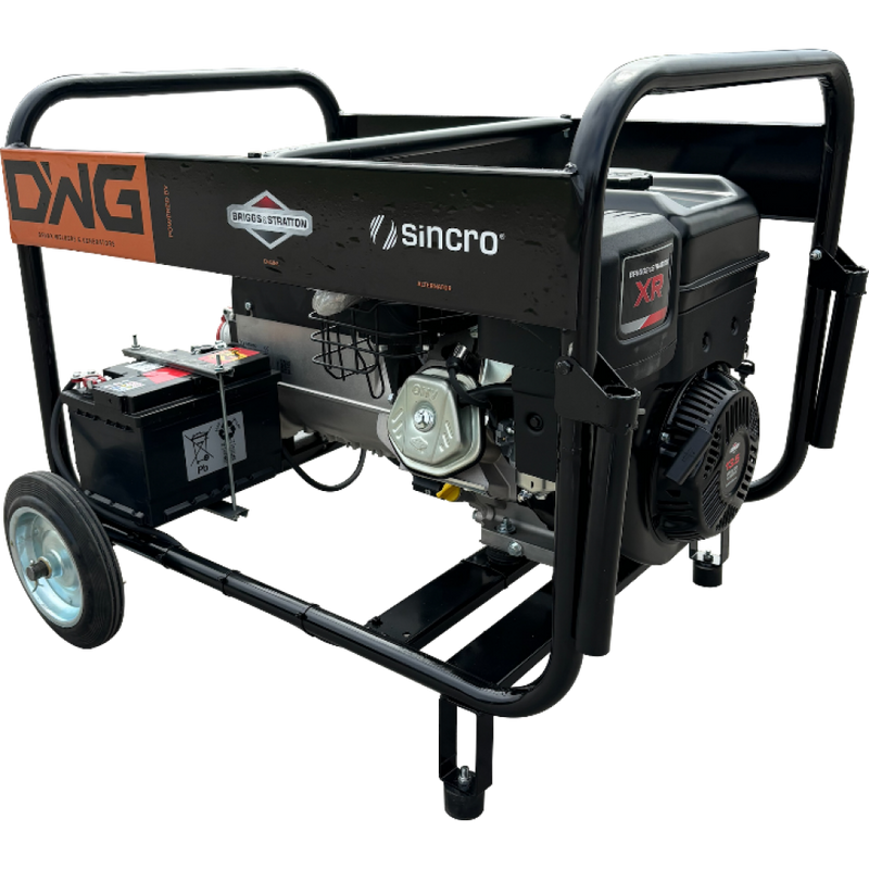 Generator pentru sudura Devax Motors DWG 220 TDC BS motor 13.5 CP benzina Briggs & Stratton 420 cmc rezervor 6.6L pornire electrica roti manere transport trifazat