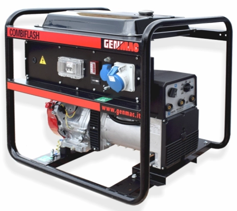 Generator de curent si sudura GENMAC CombiFlash G221HO-M putere maxima 7.2 kVA/230V/400V motor benzina Honda GX390 rezervor 19 L curent sudura 200A