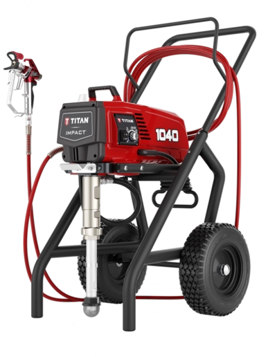 Pompa airless pentru zugravit/vopsit Titan Impact 1040 CART putere 1.92 kW 230V presiune max 221 bar debit 4,5 l/min lungime furtun 90 m