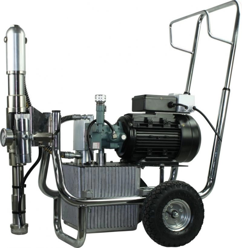 Pompa airless Bisonte PAZ9800E CART putere 3.75 kW 230V presiune max 220 bar debit 10 l/min lungime furtun 90 m