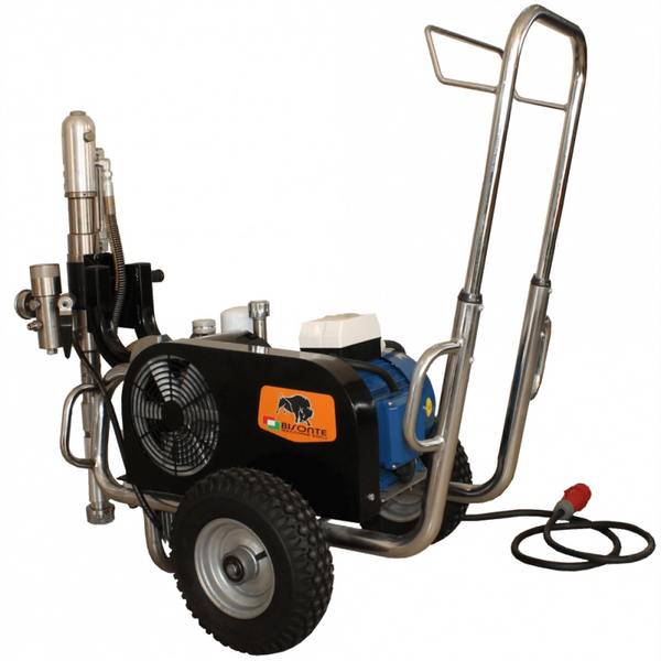 Pompa airless Bisonte PAZ9600E CART putere 5.5 kW 380V presiune max 228 bar debit 10 l/min lungime furtun 90 m