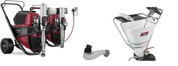 Pachet Pompa airless Titan PowrBeast 7700E CART putere 3.1 kW 230 V presiune max 228 bar debit 6 l/min + Container 100l/role descarcare/conector