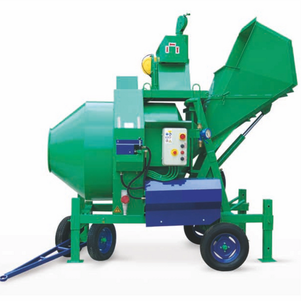 Betoniera cu automatizare BIR 1250ECV, motor 400V, 9 kW, 1250 l, 24 m³/h, contor apa, vibrator bena
