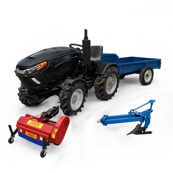 Tractor Heimdall PTHM-22-24 motor 22 CP diesel + Remorca 1500 kg + Plug + Tocator iarba / vegetatie