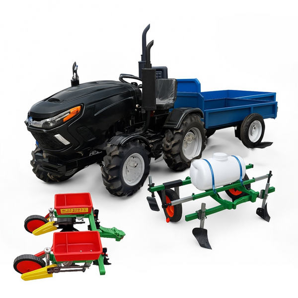 Tractor Heimdall PTHM-22-22 motor 22 CP diesel + Remorca 1500 kg + Semanatoare de porumb cu fertilizare + Dispozitiv intindere folie si pulverizare