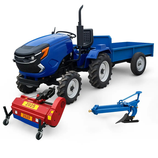 Tractor Heimdall PTHM-22-10 motor 22 CP diesel + Remorca 1500 kg + Plug + Tocator iarba / vegetatie