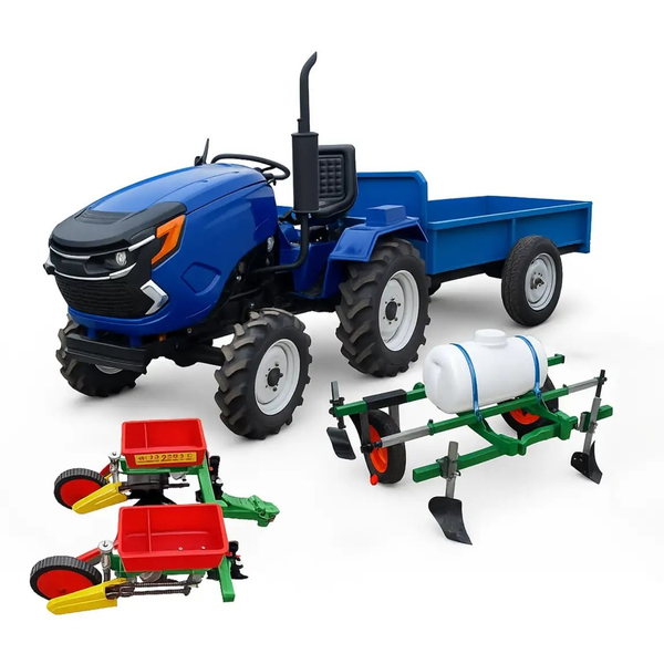 Tractor Heimdall PTHM-22-9 motor 22 CP diesel + Remorca 1500 kg + Semanatoare de porumb cu fertilizare + Dispozitiv intindere folie si pulverizare