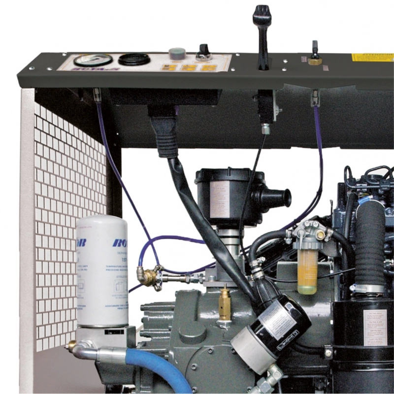 Motocompresor stationar ROTAIR GOMMAIR 10-13 debit 800 l/min presiune 13 bar motor diesel Yanmar 10.5 KW