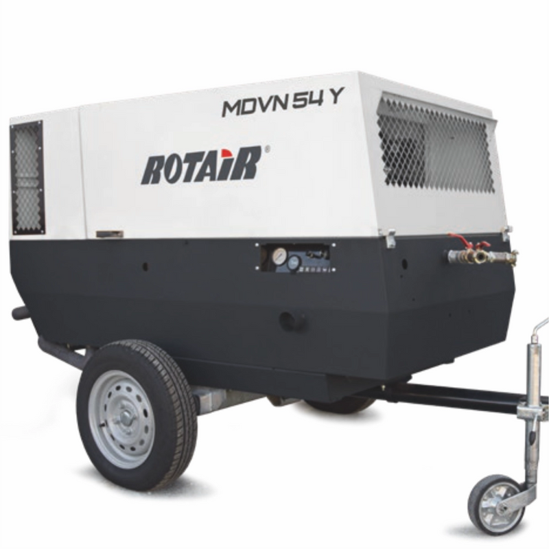 Motocompresor ROTAIR MDVN 54Y debit 5400l/min presiune 7 bar motor YANMAR 46,9 CP cu bara tractare fixa doar pentru santier
