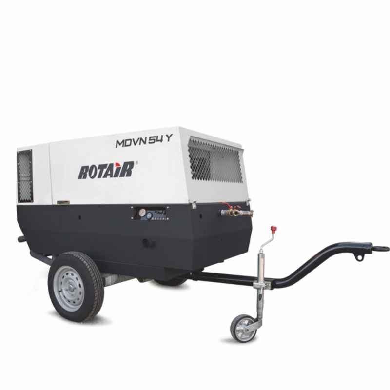 Motocompresor ROTAIR MDVN 54Y debit 5400l/min presiune 7 bar motor YANMAR 46,9 CP cu bara tractare fixa doar pentru santier