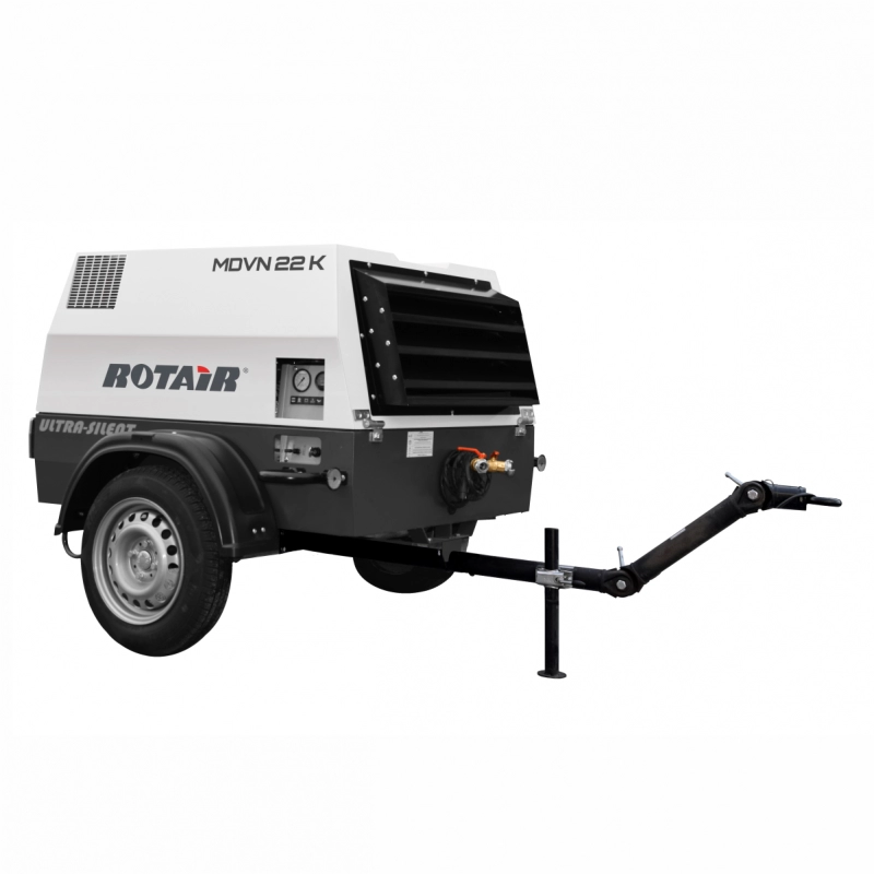 Motocompresor ROTAIR MDVN 22 K presiune 6.5 bar debit 2000 l/min motor Kubota 25 CP