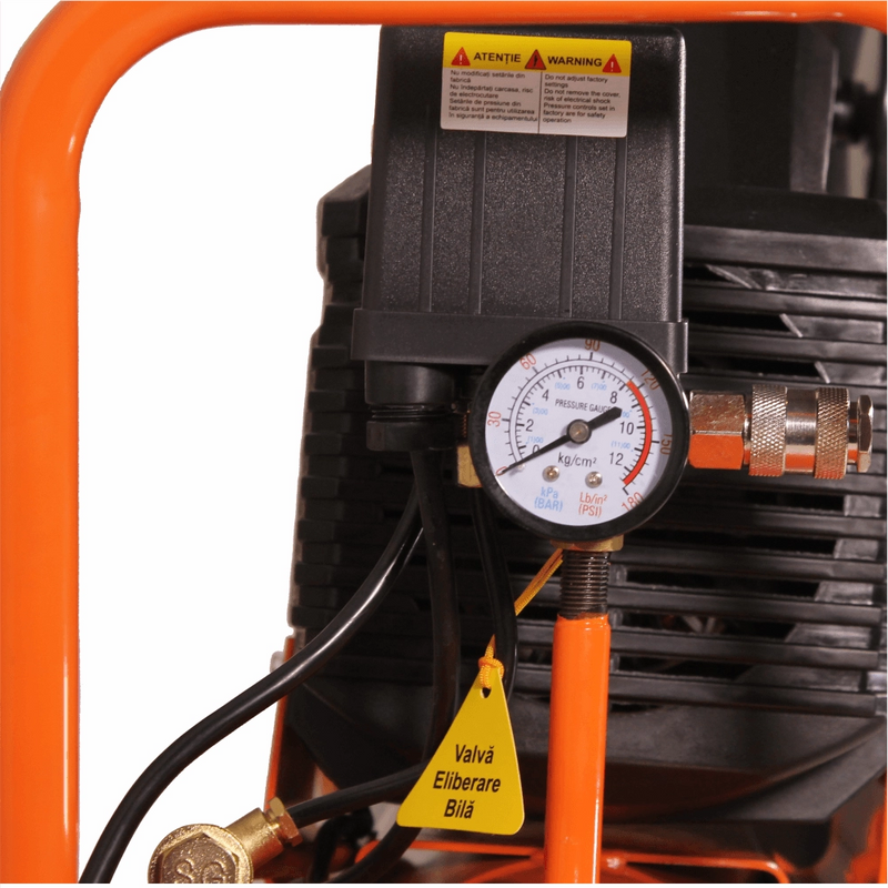 Compresor de aer cu piston BISONTE SF020-025 cu ulei debit 187 l/min presiune 8 bar 230V motor 2 CP