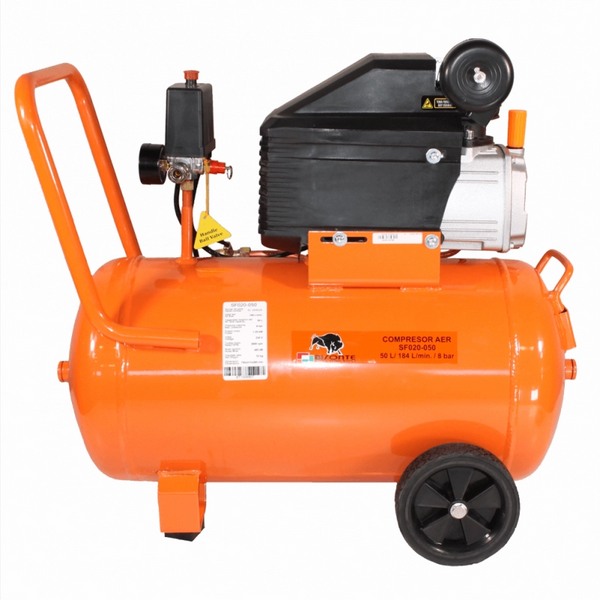 Compresor de aer cu piston BISONTE SF020-050 cu ulei debit 187 l/min presiune 8 bar 230V motor 2 CP