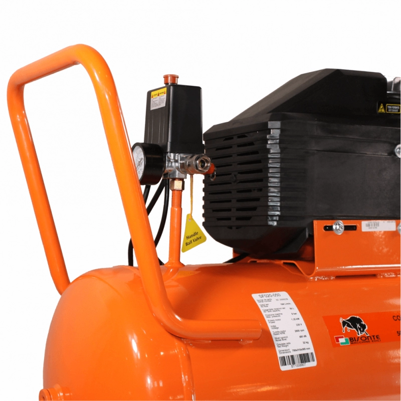 Compresor de aer cu piston BISONTE SF020-050 cu ulei debit 187 l/min presiune 8 bar 230V motor 2 CP